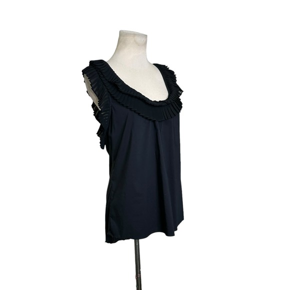 BCBGMaxAzria black ruffled short sleeves blouse size M - Picture 7 of 10